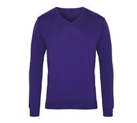 21Fashion Adults Plain Long Sleeves V Neck Knitted Sweater Mens Casual Winter Wear Jumper (Purple 4X Large)