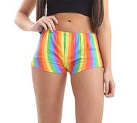 21Fashion Ladies Gay Pride Rainbow Stripes Hot Pants Womens LGBT Lesbian Festival Stretchy Shorts Medium/Large UK 12-14