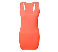 21Fashion Ladies Racer Back Vest Bodycon Muscle Top Gym Shirt Womens Sportswear Tank Top Coral UK 16-18