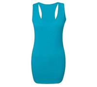 21Fashion Ladies Racer Back Vest Bodycon Muscle Top Gym Shirt Womens Sportswear Tank Top Turquoise UK 12-14