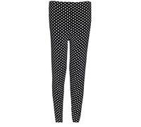 21Fashion Ladies Skin Fit Stretchy Printed Leggings Trousers Fancy Party Wear Pants Womens Sports Gym Leggings Viscose Yoga Pants Black Polka Dot Medium/Large UK 12-14