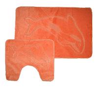 21Fashion Luxurious Soft 100% Polypropylene Dolphin Design Non Slip Pedestal Mat And Bath Mat Set Peach One Size