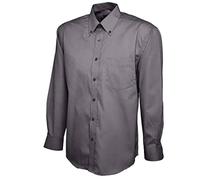21Fashion Mens Office Work Wear Full Sleeve Dress Shirt Adults Casual Button Down Slim Fit Stretch Shirts Charcoal