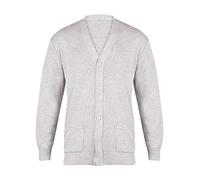 21Fashion Mens Plain V Neck Button Front Cardigan Adults Long Sleeve Smart Casual Jumper Grey 4X Large