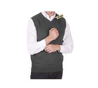 21Fashion Mens Sleeveless V Neck Knitted Slipover Sweater Adults Golf Sports Wear Tank Top Small/5X-Large Charcoal