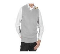 21Fashion Mens Sleeveless V Neck Knitted Slipover Sweater Adults Golf Sports Wear Tank Top Small/5X-Large Silver