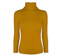 21Fashion New Ladies Long Sleeve Turtle Polo Neck TOP Womens TOP Jumper 8-26 Mustard