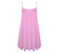 21Fashion New Womens Ladies Plus Size Cami Strappy Sleeveless Print Long Swing Dress Vest Tops Dresses 12-30 Baby Pink