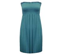 21Fashion New Womens Ladies Sheering Top Strapless Bandeau Dress Top Jersey Ladies Plus Size Boobtube Top Dress UK 8-22 Teal