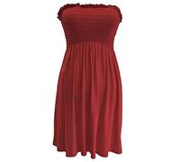 21Fashion New Womens Ladies Sheering Top Strapless Bandeau Dress Top Jersey Ladies Plus Size Boobtube Top Dress UK 8-22 (XL - 16/18, Wine)