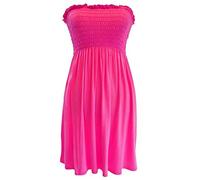 21Fashion New Womens Ladies Sheering Top Strapless Bandeau Dress Top Jersey Ladies Plus Size Boobtube Top Dress UK 8-22 (XL - 16/18, Fushia)