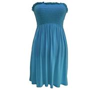 21Fashion New Womens Sheering Top Strapless Bandeau Dress Top Jersey Ladies Plus Size Boobtube Top Dress (Teal, UK 8-10)