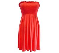 21Fashion New Womens Sheering Top Strapless Bandeau Dress Top Jersey Ladies Plus Size Boobtube Top Dress (Red, UK 20-22)