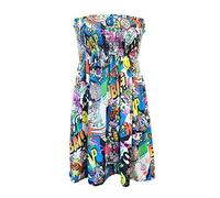 21Fashion New Womens Sheering Top Strapless Bandeau Dress Top Jersey Ladies Plus Size Boobtube Top Dress (Bang Print, UK 20-22)