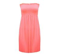 21Fashion New Womens Sheering Top Strapless Bandeau Dress Top Jersey Ladies Plus Size Boobtube Top Dress (Coral, UK 20-22)