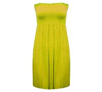 21Fashion New Womens Sheering Top Strapless Bandeau Dress Top Jersey Ladies Plus Size Boobtube Top Dress (Yellow, UK 20-22)