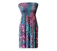 21Fashion New Womens Sheering Top Strapless Bandeau Dress Top Jersey Ladies Plus Size Boobtube Top Dress (Multi Leopard, UK 16-18)