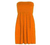 21Fashion New Womens Sheering Top Strapless Bandeau Dress Top Jersey Ladies Plus Size Boobtube Top Dress (Orange, UK 12-14)