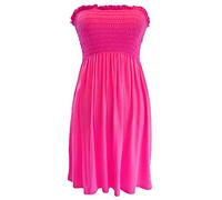 21Fashion New Womens Sheering Top Strapless Bandeau Dress Top Jersey Ladies Plus Size Boobtube Top Dress (Fuchsia, UK 16-18)