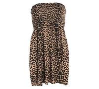 21Fashion New Womens Sheering Top Strapless Bandeau Dress Top Jersey Ladies Plus Size Boobtube Top Dress (Brown Leopard, UK 16-18)