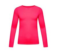 21Fashion Unisex Long Sleeves Round Neck Tshirt#(Neon Pink Plain Shirt#13 Years#Unisex)