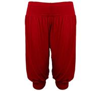 21Fashion Womens 3/4 Plain Ali Baba Harem Pants Ladies Casual Wear Baggy Trouser Wine UK 20-22