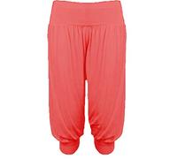 21Fashion Womens 3/4 Plain Ali Baba Harem Pants Ladies Casual Wear Baggy Trouser Coral UK 8-10