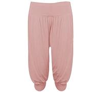 21Fashion Womens 3/4 Plain Ali Baba Harem Pants Ladies Casual Wear Baggy Trouser Dusty Pink