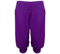 21Fashion Womens 3/4 Plain Ali Baba Harem Pants Ladies Casual Wear Baggy Trouser Purple UK 24-26