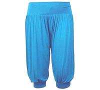 21Fashion Womens 3/4 Plain Ali Baba Harem Pants Ladies Casual Wear Baggy Trouser Turquoise UK 8-10