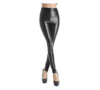 21Fashion Womens Black High Waist Wet Look Full Length Jersey Legging Black High Waist UK 18