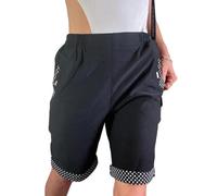21Fashion Womens Half Elasticated Printed Cuffs and Pocket Shorts Ladies Stretchy Summer Shorts Knee Length Pants Black