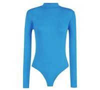 21Fashion Womens Long Sleeve Plain High Turtle Neck Bodysuit Ladies Leotard Look Party Wear Top Turquoise Small/Medium UK 8-10