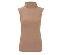 21Fashion Womens Sleevelss Polo Neck Jumper Ladies Plain Stretchy Pullover Summer Top T Shirt