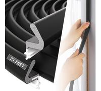21Ft/6.5M Black Kerf Weather Stripping for Doors,PU Foam Self Adhesive Door Draft Excluder,PVC Soundproof Window Insulation Gasket Rubber Seal Replacement,External Door Frame Sealing Draught