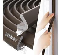 21Ft/6.5M Brown Q-Lon Kerf Weather Seal Stripping for Doors,PU Foam Door Draft Excluder,PVC Soundproofing Window Insulator Gasket Rubber Gap Seal Replacement,External Door Frame Sealing Draught