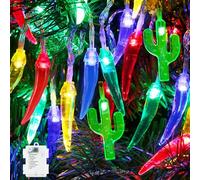 21FT [ 8 Modes & Timer ] Chili Pepper String Lights 40LED Fairy Lights Battery Operated for Indoor Outdoor Garden Pool Birthday Mexican Party Wedding Christmas Summer Tropical Decor