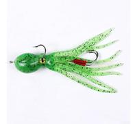 21g 11cm Squid Skirt Soft Bait with Assist Hook, Luminous Silicone Octopus Lure for Sea Bass and Predatory Fish, Saltwater Fishing Tackle(Green 1PC)