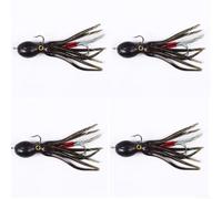 21g 11cm Squid Skirt Soft Bait with Assist Hook, Luminous Silicone Octopus Lure for Sea Bass and Predatory Fish, Saltwater Fishing Tackle(Dark Green 4PCS)