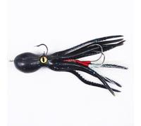 21g 11cm Squid Skirt Soft Bait with Assist Hook, Luminous Silicone Octopus Lure for Sea Bass and Predatory Fish, Saltwater Fishing Tackle(Blue Black 1PC)