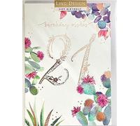 21Happy Birthday Wishes 21st Greeting Card Gold Foil Cactus Flowers Ling Design - Colourful Cacti by Zoe Damoulakis