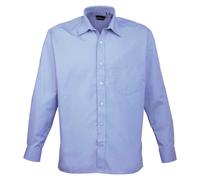 (21in, Mid Blue) Premier Mens Poplin Long-Sleeved Shirt