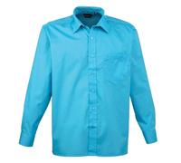 (21in, Turquoise) Premier Mens Poplin Long-Sleeved Shirt