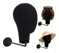 21in Wig Head Wall Mount Mannequin Head for Caps,Canvas Hat Display Hanger | CASDUCT Wig Mannequin Head for Canvas Block Cowboy Hat Display Model Fabric Storage Hanger Rack,Black