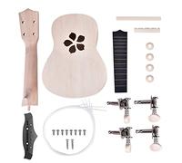 21inch Basswood 4 String Ukelele DIY Kit, Petal Pattern, Unpainted Wood Assembly - Lightweight Quality Material, Skill Building, Family Fun Project (Flower Petals)