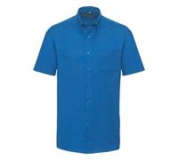 (21inch, Oxford Blue) Russell Collection Mens Short Sleeve Easy Care Oxford Shirt