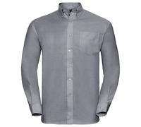 (21inch, Silver Grey) Russell Collection Mens Long Sleeve Easy Care Oxford Shirt