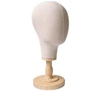 21Inch Versatile Cork Canvas Block Wig Head, Detachable Wood Mannequin Head with Base, Portable Hat Decorative Display Stand for Jewelry, Styling, Glasses Holder, Making Fixing Wig, Home, Shop, Salon