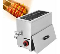 21L Commercial Gas Deep Dyqyym Stainless Steel Korean Cheese Hot Dog Frying Machine with 12 Hooks Corn Dog Dyqyym for Snack Stalls Food Restaurants (Silver)