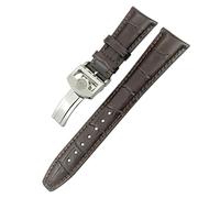 21Mm 22Mm Curved End Genuine Cow Leather Watchband Replacement for Portugieser Pilot's Watches Folding Buckle Watch Strap/Brown 2/22Mm